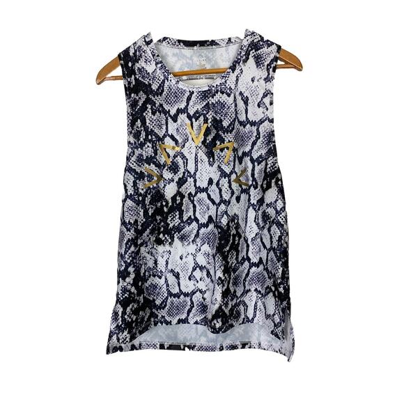 VARLEY Anthropologie Aletta Tank Black White Snakeskin Cutout Back Size M - Picture 1 of 5